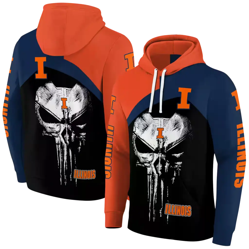 illinois fighting illini skull punisher orange black hoodie fashion forward illinois fighting illini skull punisher orange black hoodie fashion forward