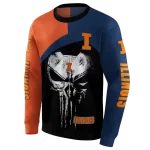illinois fighting illini skull punisher orange black hoodie best selling