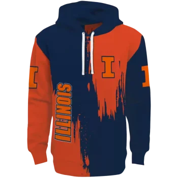 illinois fighting illini splatter effect blue hoodie best selling