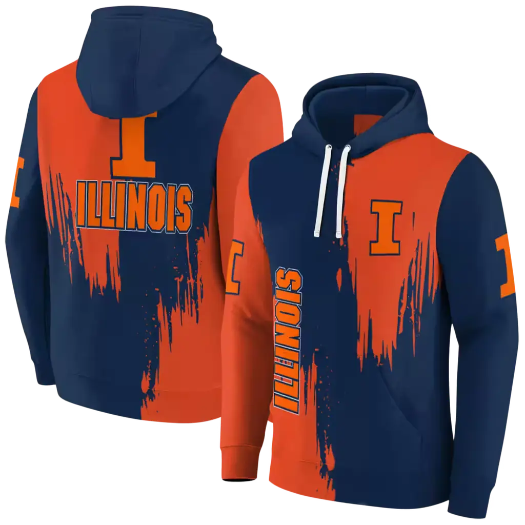 illinois fighting illini splatter effect blue hoodie fashion forward illinois fighting illini splatter effect blue hoodie fashion forward