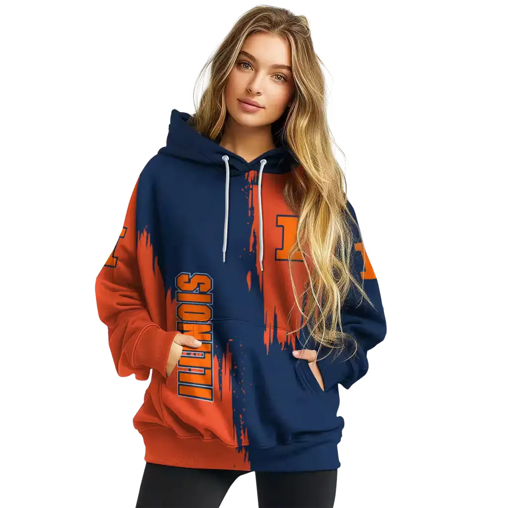 illinois fighting illini splatter effect blue hoodie high quality illinois fighting illini splatter effect blue hoodie high quality