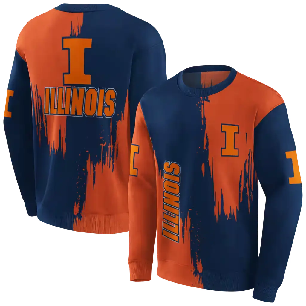 illinois fighting illini splatter effect blue hoodie premium grade illinois fighting illini splatter effect blue hoodie premium grade
