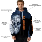illinois fighting illini sugar skull blue black hoodie best selling
