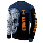illinois fighting illini sugar skull blue black hoodie best selling