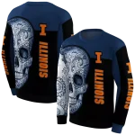illinois fighting illini sugar skull blue black hoodie best selling