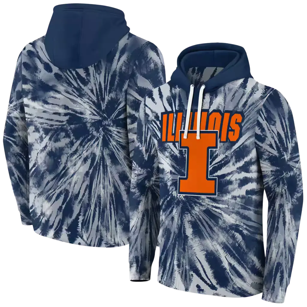 illinois fighting illini tie dye pattern blue hoodie fashion forward illinois fighting illini tie dye pattern blue hoodie fashion forward