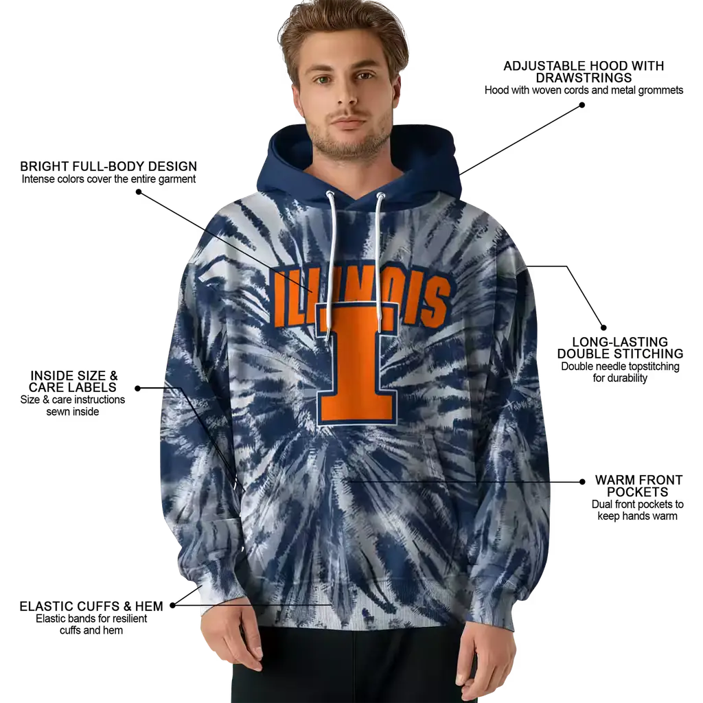 illinois fighting illini tie dye pattern blue hoodie latest model illinois fighting illini tie dye pattern blue hoodie latest model