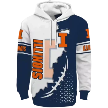 illinois fighting illini triangular pattern blue white hoodie best selling