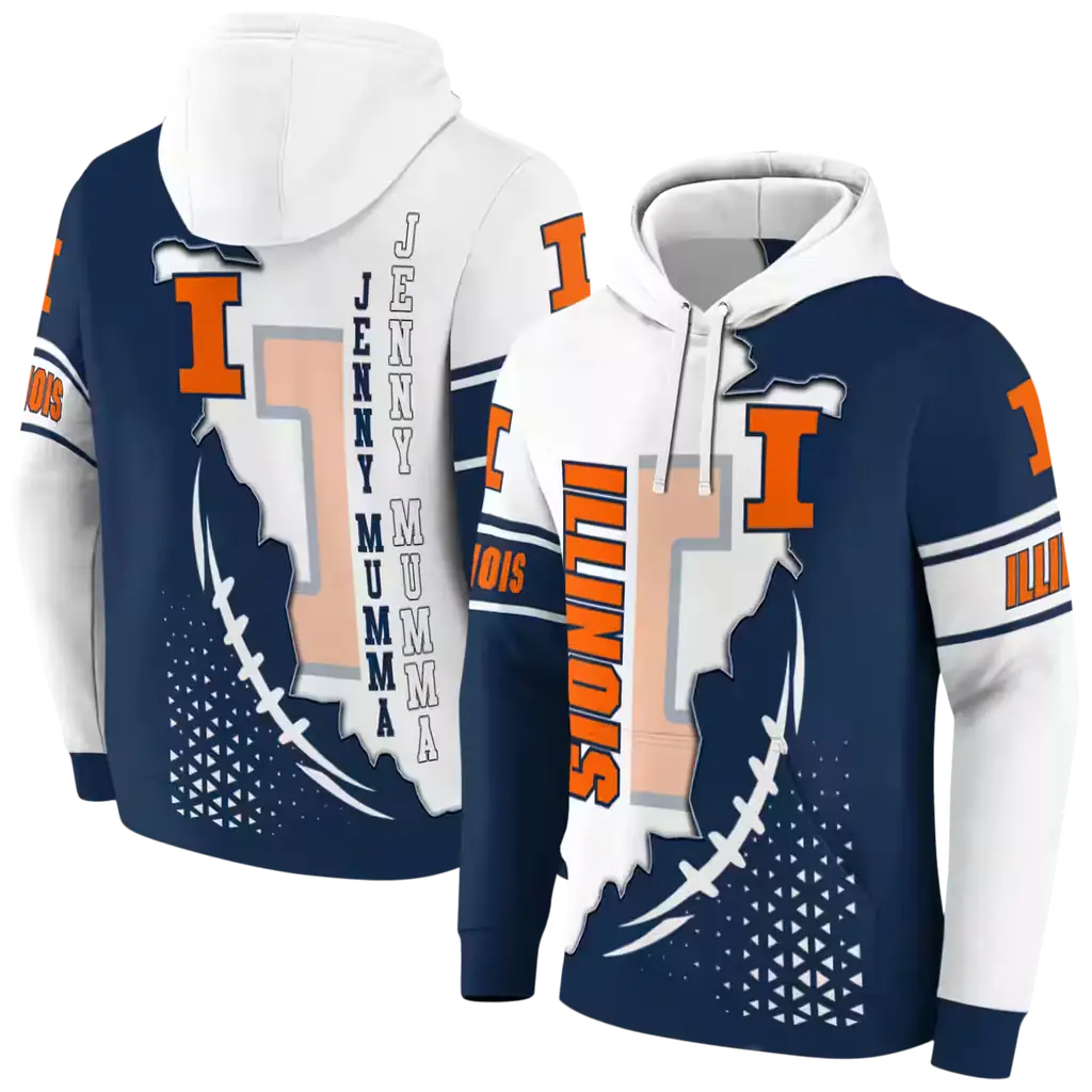 illinois fighting illini triangular pattern blue white hoodie fashion forward illinois fighting illini triangular pattern blue white hoodie fashion forward
