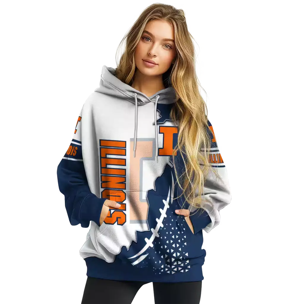 illinois fighting illini triangular pattern blue white hoodie high quality illinois fighting illini triangular pattern blue white hoodie high quality