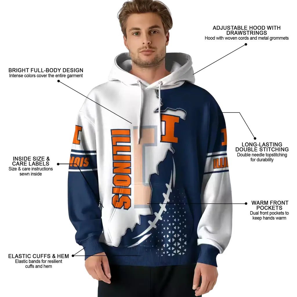 illinois fighting illini triangular pattern blue white hoodie latest model illinois fighting illini triangular pattern blue white hoodie latest model