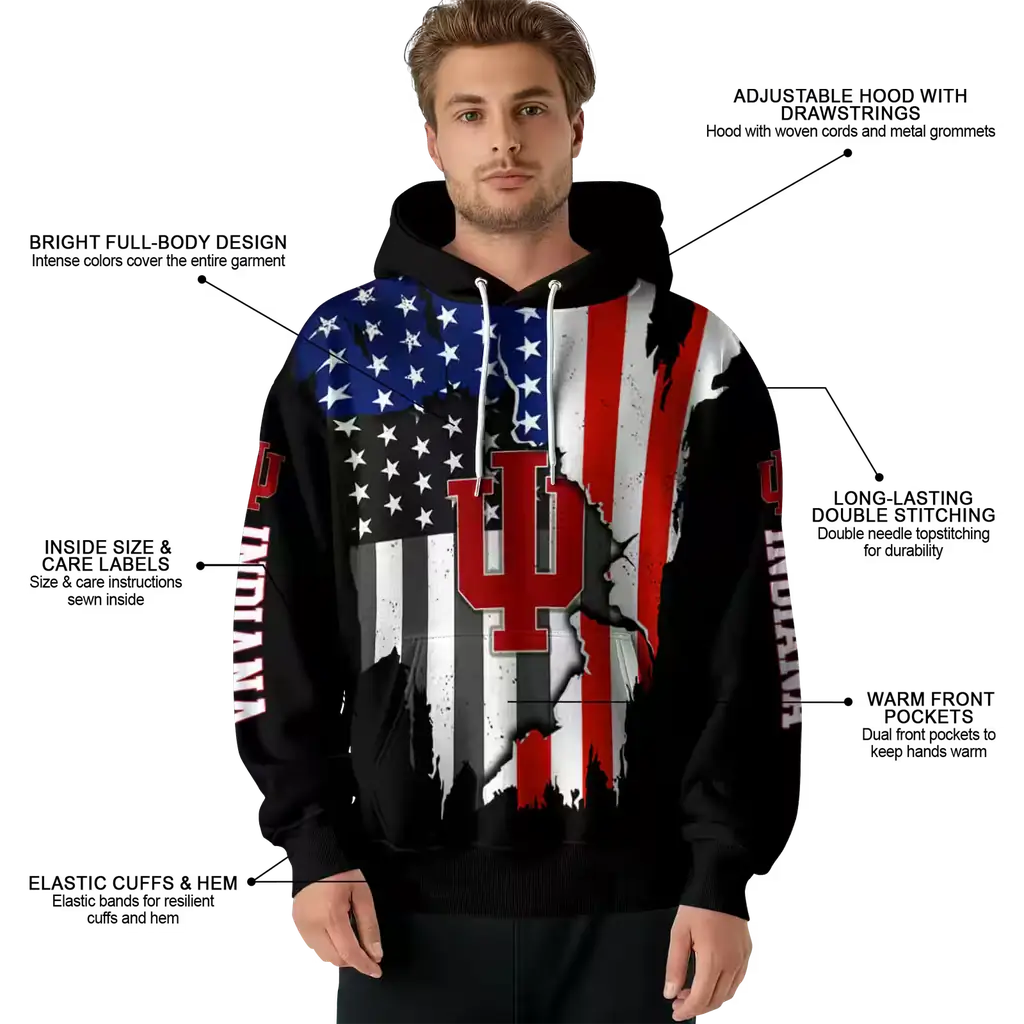indiana hoosiers american pride black hoodie latest model indiana hoosiers american pride black hoodie latest model