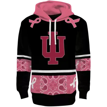 indiana hoosiers awareness ribbon black pink hoodie best selling