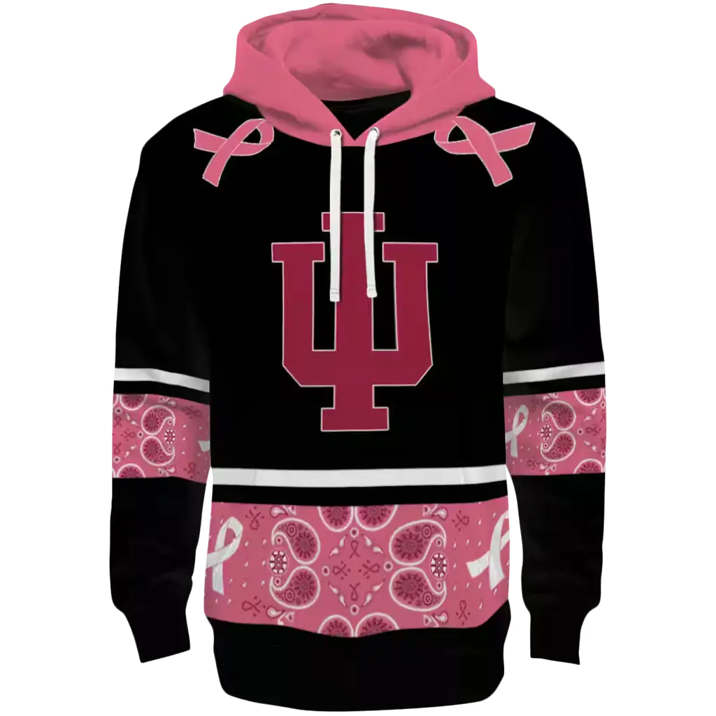 indiana hoosiers awareness ribbon black pink hoodie best selling indiana hoosiers awareness ribbon black pink hoodie best selling