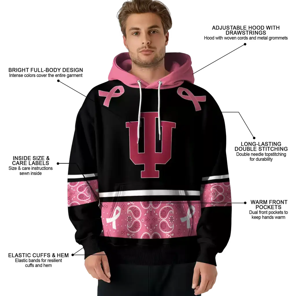 indiana hoosiers awareness ribbon black pink hoodie latest model indiana hoosiers awareness ribbon black pink hoodie latest model