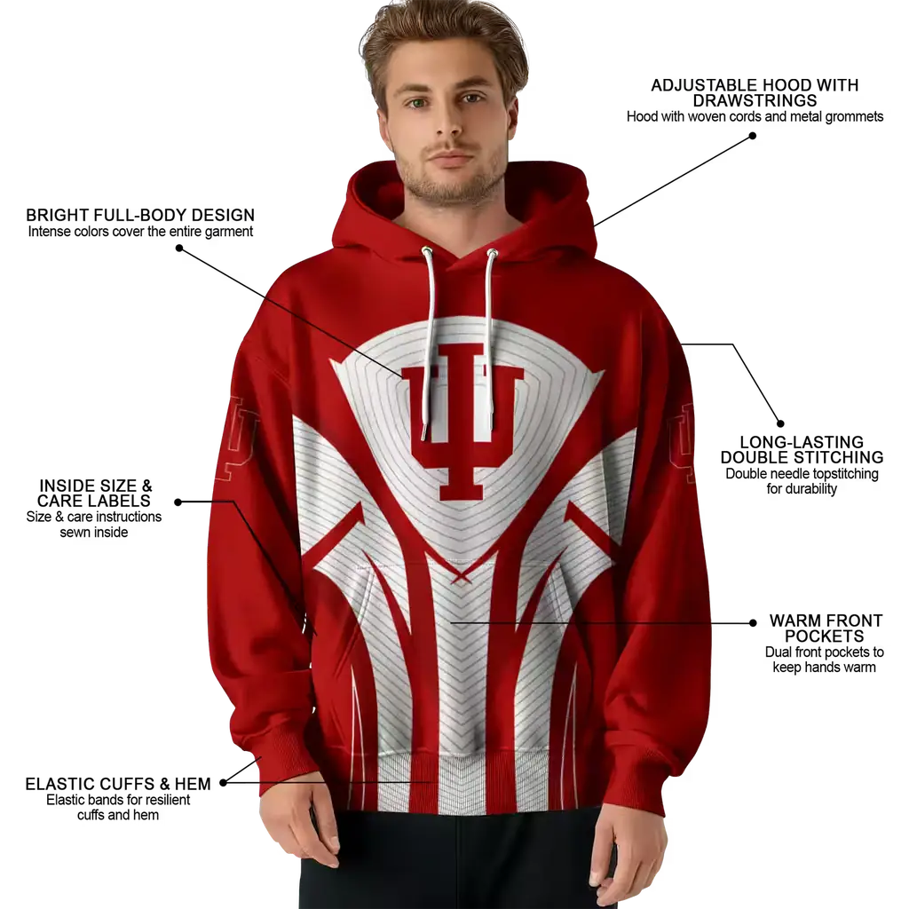 indiana hoosiers concentric lines red black hoodie latest model indiana hoosiers concentric lines red black hoodie latest model
