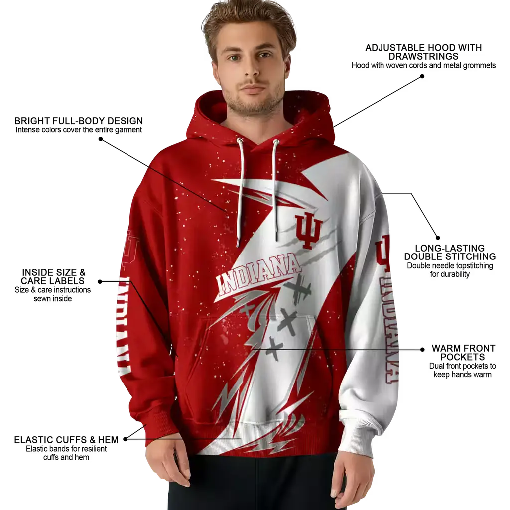 indiana hoosiers dynamic slash red white hoodie latest model indiana hoosiers dynamic slash red white hoodie latest model