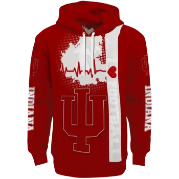 indiana hoosiers football heartbeat red hoodie best selling