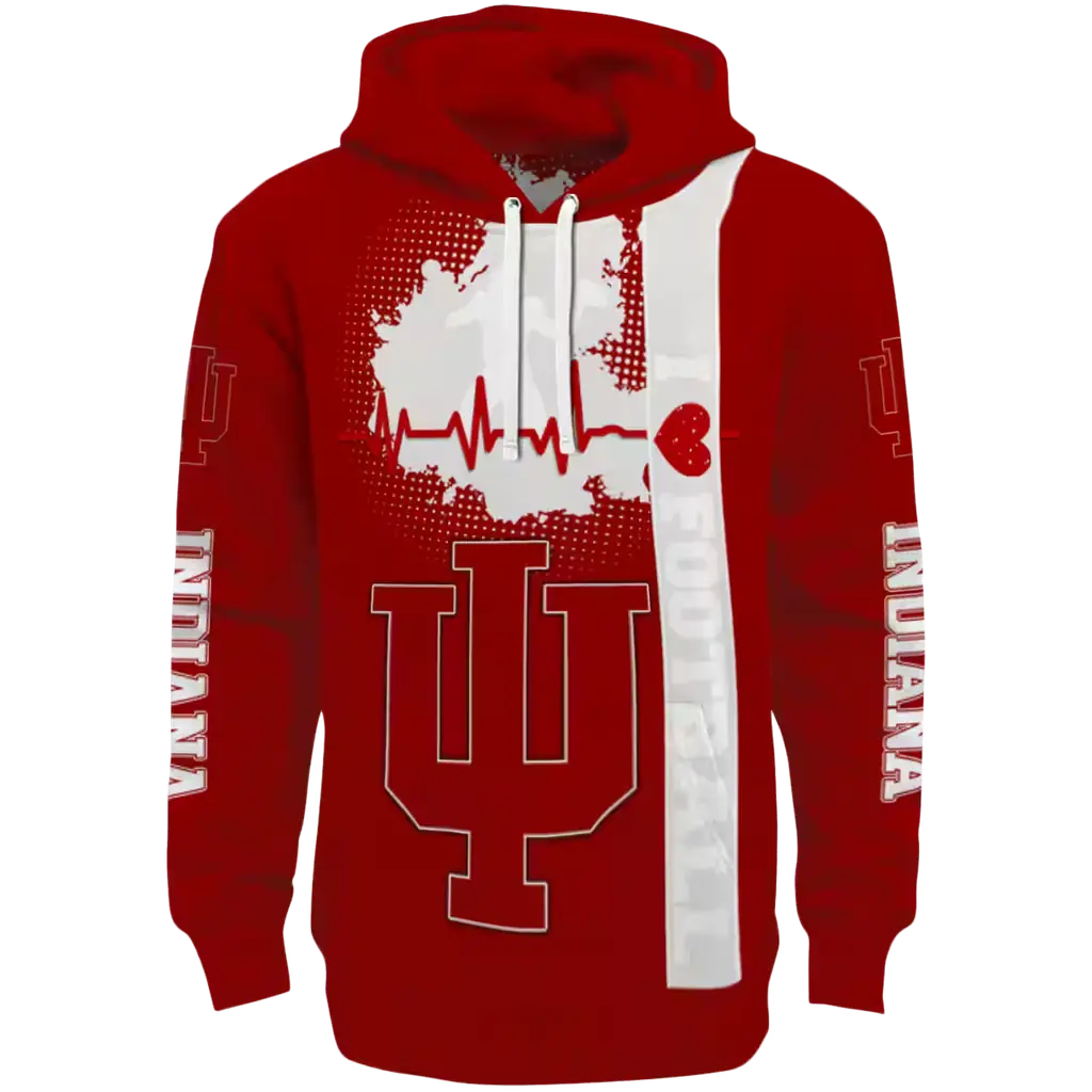 indiana hoosiers football heartbeat red hoodie best selling indiana hoosiers football heartbeat red hoodie best selling