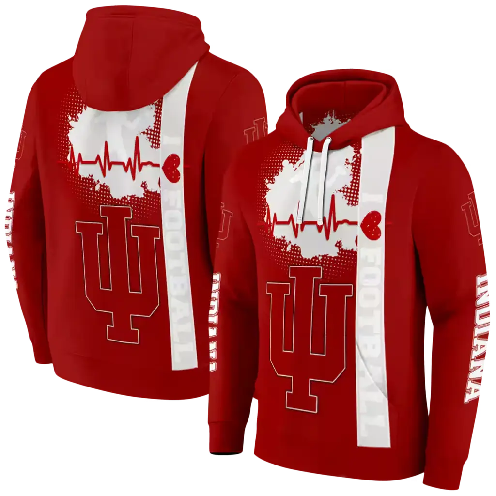indiana hoosiers football heartbeat red hoodie fashion forward indiana hoosiers football heartbeat red hoodie fashion forward