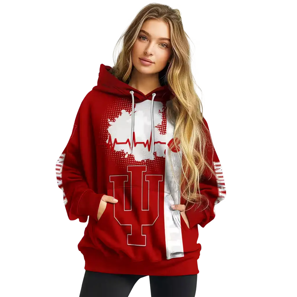 indiana hoosiers football heartbeat red hoodie high quality indiana hoosiers football heartbeat red hoodie high quality