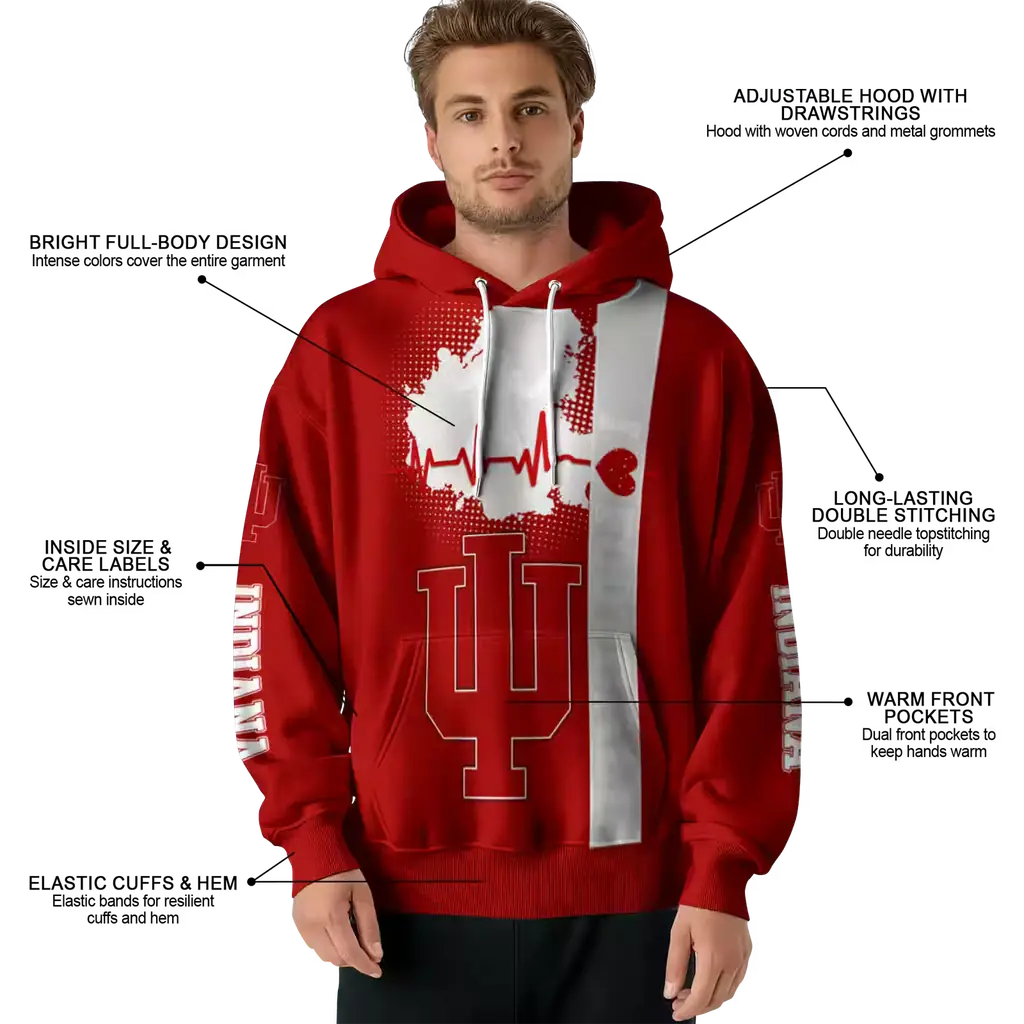 indiana hoosiers football heartbeat red hoodie latest model indiana hoosiers football heartbeat red hoodie latest model