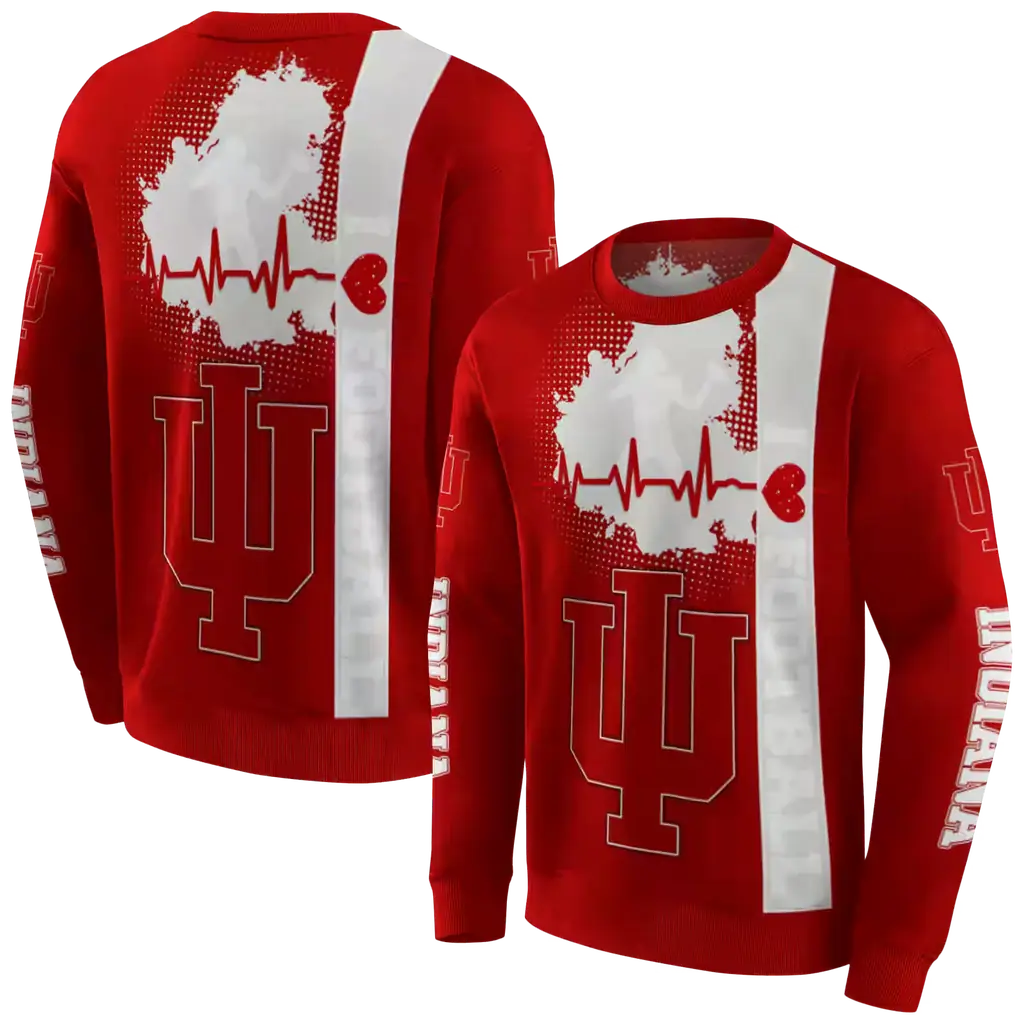 indiana hoosiers football heartbeat red hoodie premium grade indiana hoosiers football heartbeat red hoodie premium grade