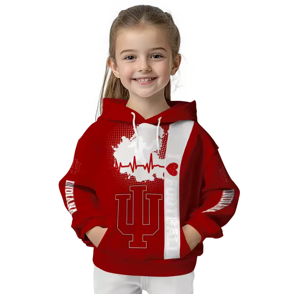 indiana hoosiers football heartbeat red hoodie top rated indiana hoosiers football heartbeat red hoodie top rated