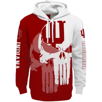 indiana hoosiers graphic punisher red white hoodie best selling