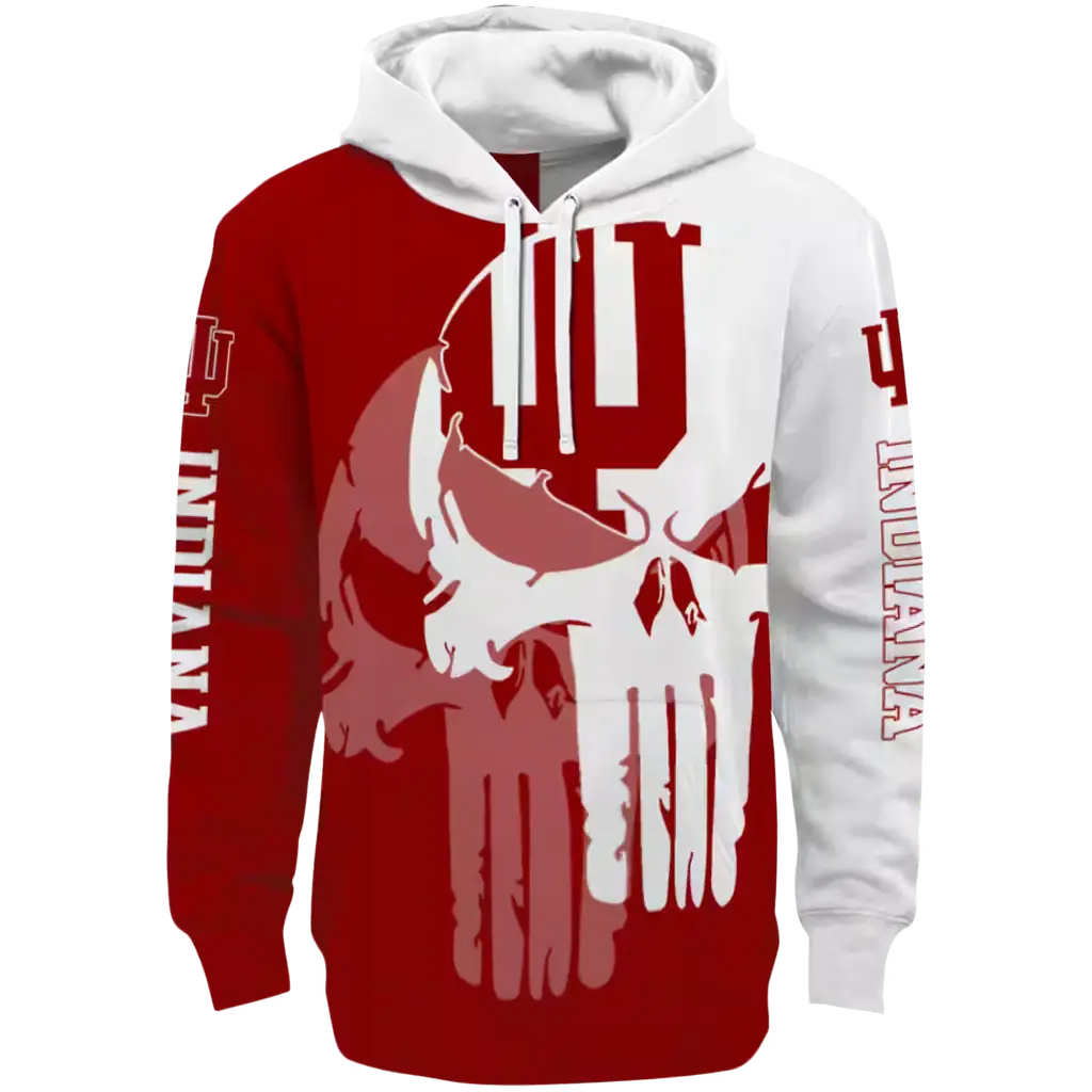 indiana hoosiers graphic punisher red white hoodie best selling indiana hoosiers graphic punisher red white hoodie best selling