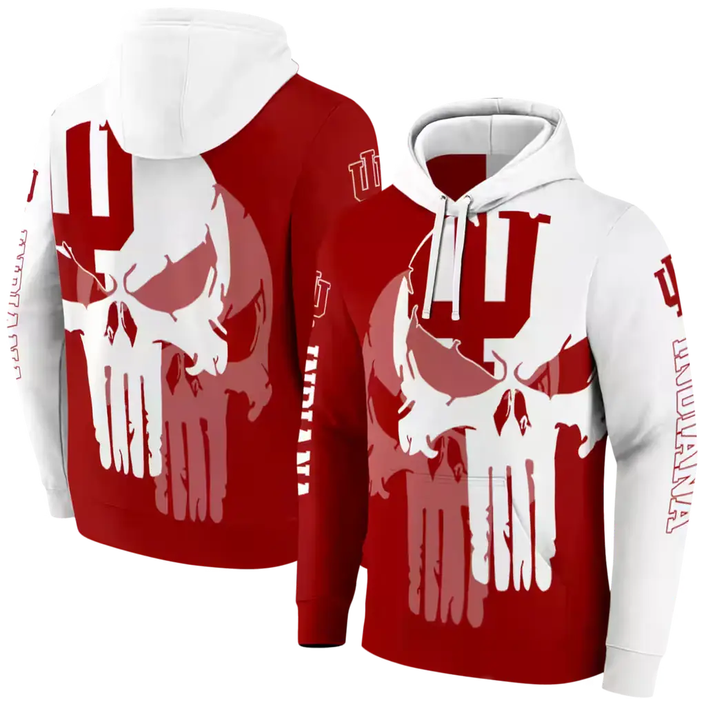 indiana hoosiers graphic punisher red white hoodie fashion forward indiana hoosiers graphic punisher red white hoodie fashion forward
