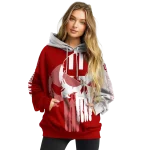 indiana hoosiers graphic punisher red white hoodie best selling