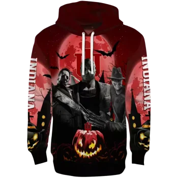 indiana hoosiers halloween vibes red black hoodie best selling