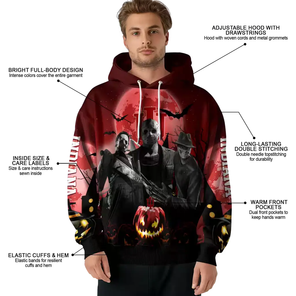 indiana hoosiers halloween vibes red black hoodie latest model indiana hoosiers halloween vibes red black hoodie latest model