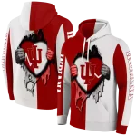 indiana hoosiers heartbeat graphic red hoodie best selling