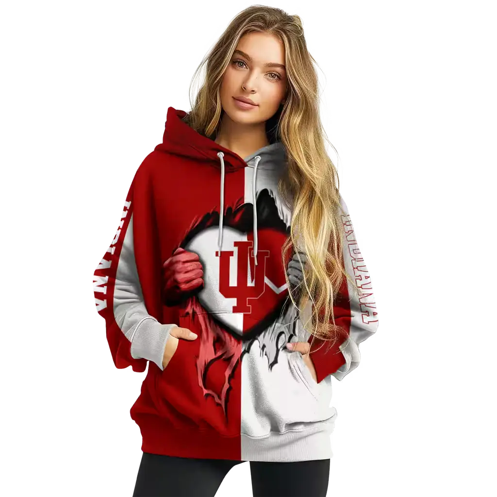 indiana hoosiers heartbeat graphic red hoodie high quality indiana hoosiers heartbeat graphic red hoodie high quality