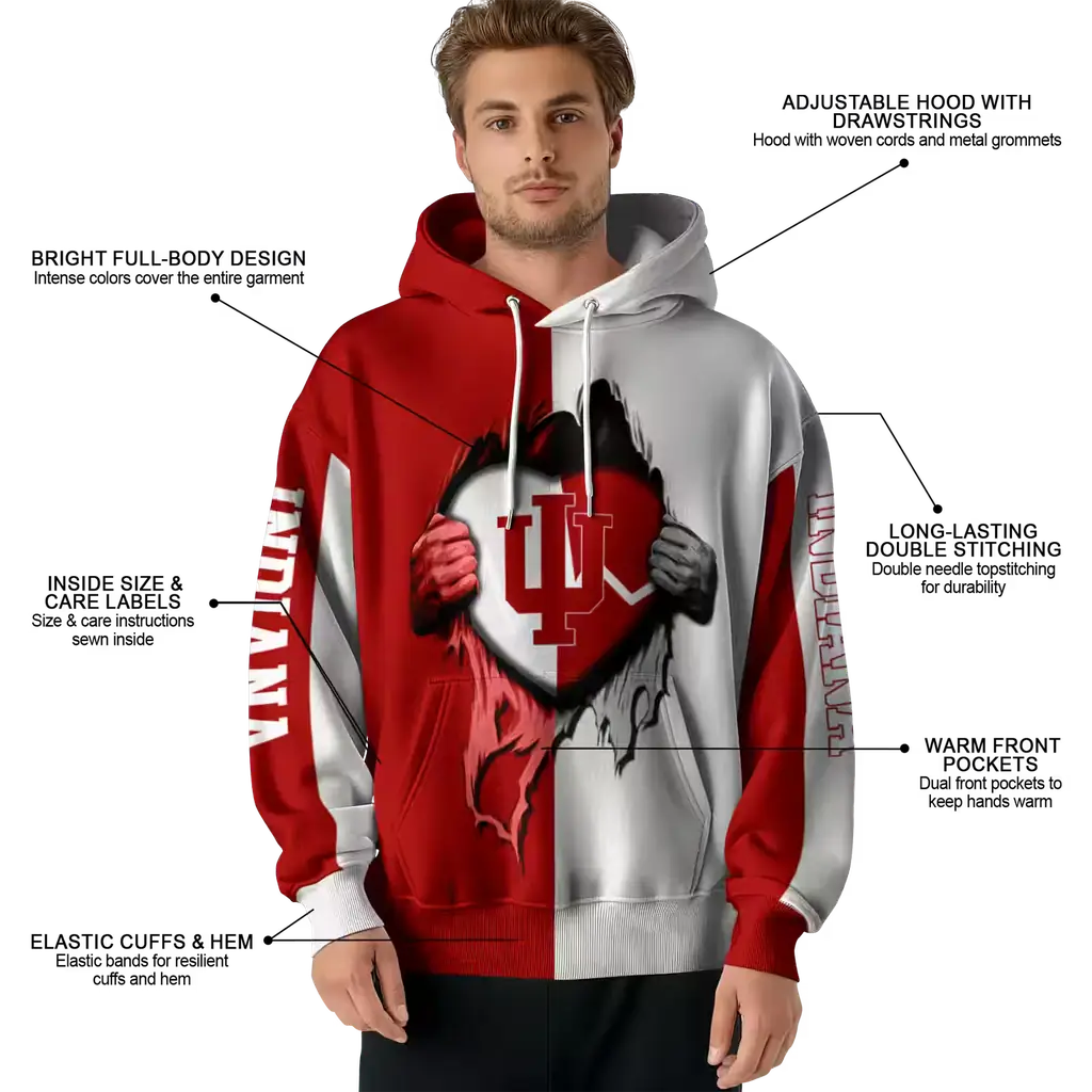 indiana hoosiers heartbeat graphic red hoodie latest model indiana hoosiers heartbeat graphic red hoodie latest model