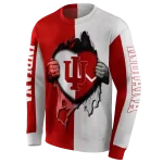 indiana hoosiers heartbeat graphic red hoodie best selling