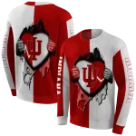 indiana hoosiers heartbeat graphic red hoodie best selling