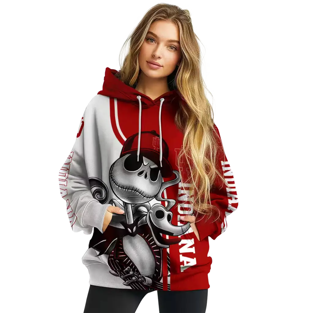 indiana hoosiers jack skellington red hoodie high quality indiana hoosiers jack skellington red hoodie high quality