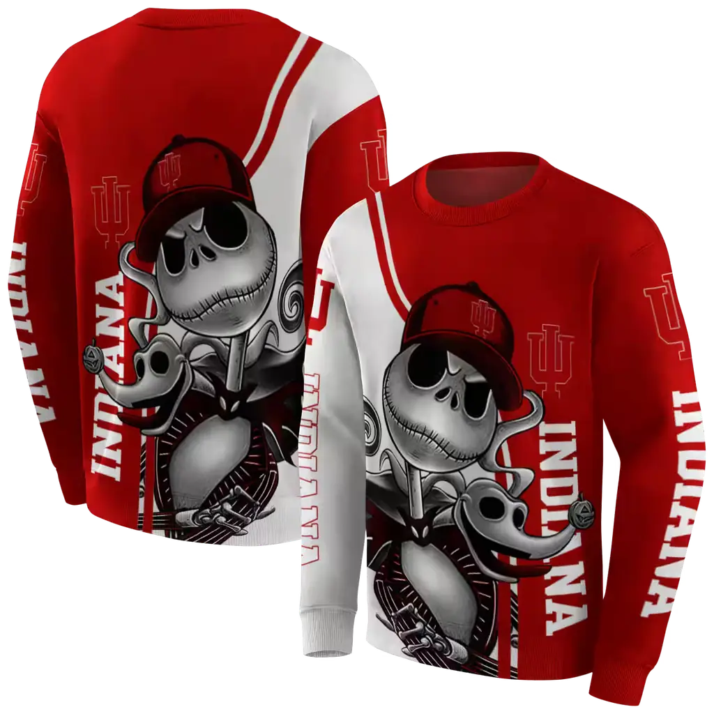 indiana hoosiers jack skellington red hoodie premium grade indiana hoosiers jack skellington red hoodie premium grade