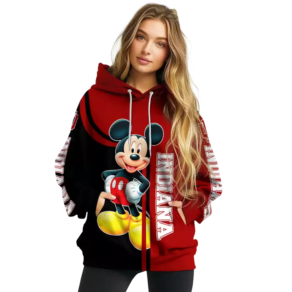 indiana hoosiers mickey mouse red black hoodie high quality indiana hoosiers mickey mouse red black hoodie high quality