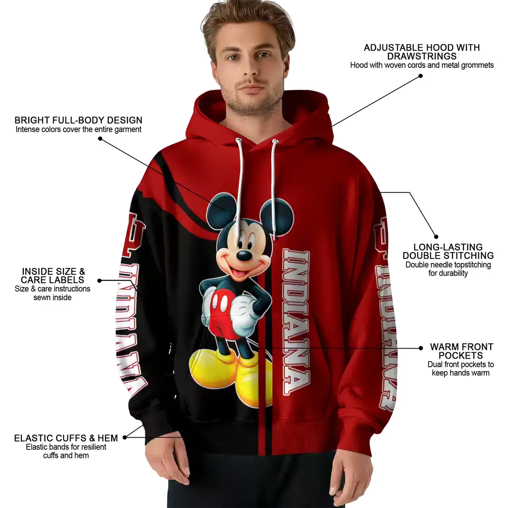 indiana hoosiers mickey mouse red black hoodie latest model indiana hoosiers mickey mouse red black hoodie latest model