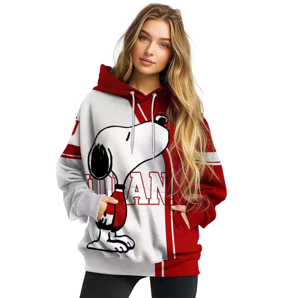 indiana hoosiers playful snoopy red hoodie high quality indiana hoosiers playful snoopy red hoodie high quality