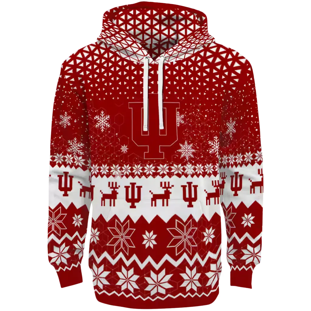 indiana hoosiers reindeer motif red hoodie best selling indiana hoosiers reindeer motif red hoodie best selling