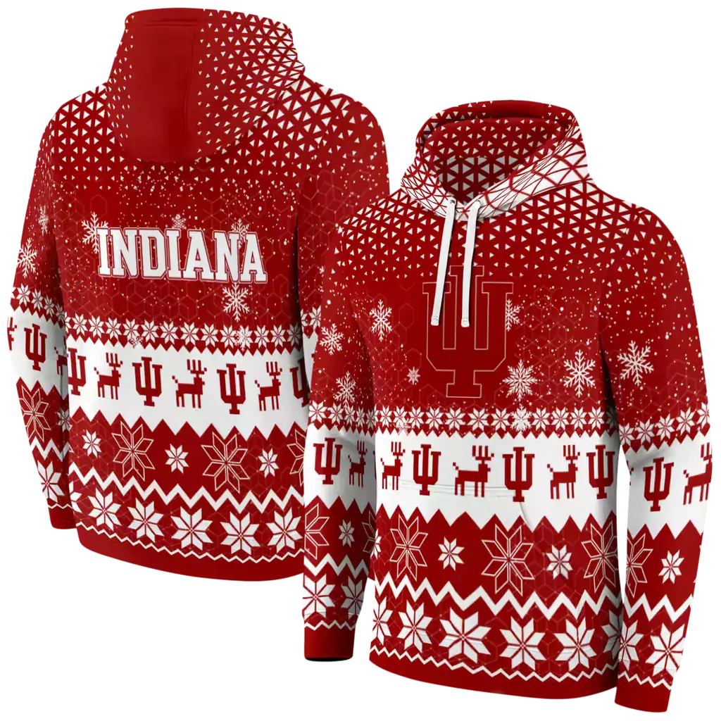 indiana hoosiers reindeer motif red hoodie fashion forward indiana hoosiers reindeer motif red hoodie fashion forward