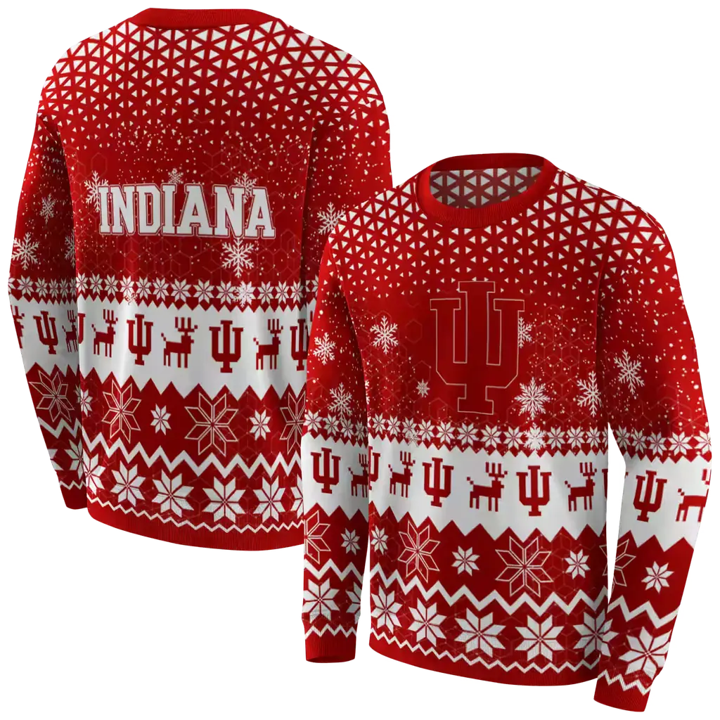 indiana hoosiers reindeer motif red hoodie premium grade indiana hoosiers reindeer motif red hoodie premium grade