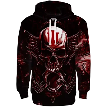 indiana hoosiers skull artwork red black hoodie best selling