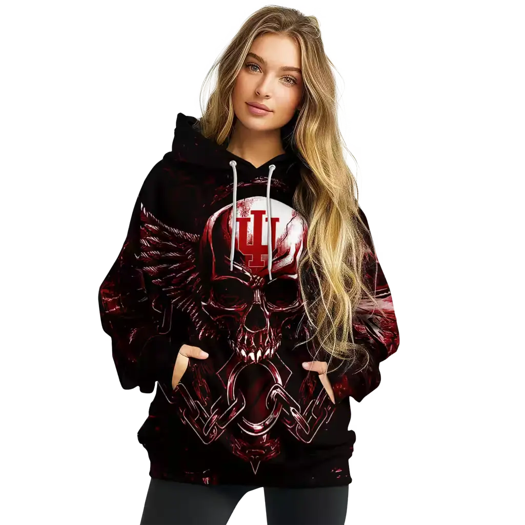 indiana hoosiers skull artwork red black hoodie high quality indiana hoosiers skull artwork red black hoodie high quality