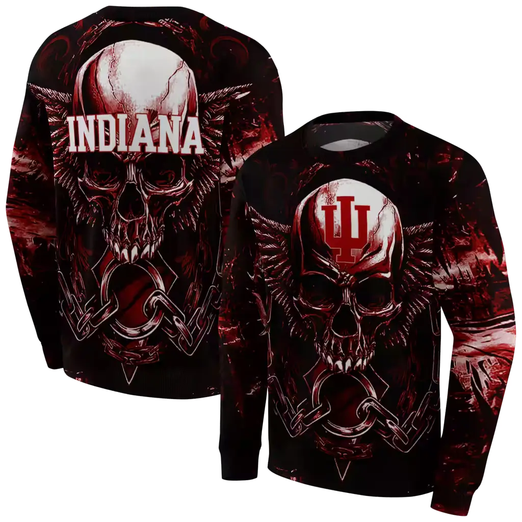 indiana hoosiers skull artwork red black hoodie premium grade indiana hoosiers skull artwork red black hoodie premium grade